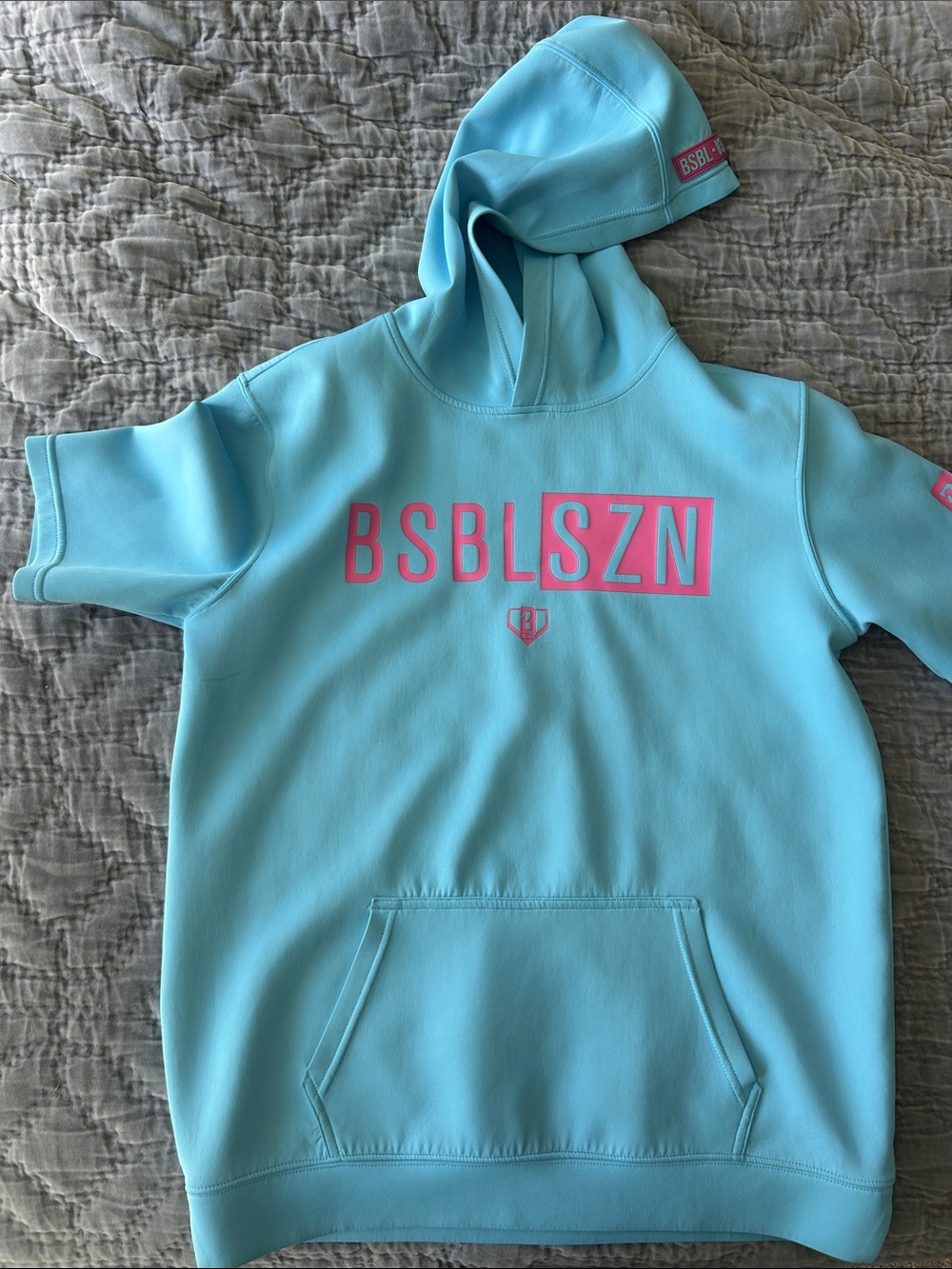 Baseball Lifestyle 101 Youth XL Light Blue Hoodie with Pink Logo